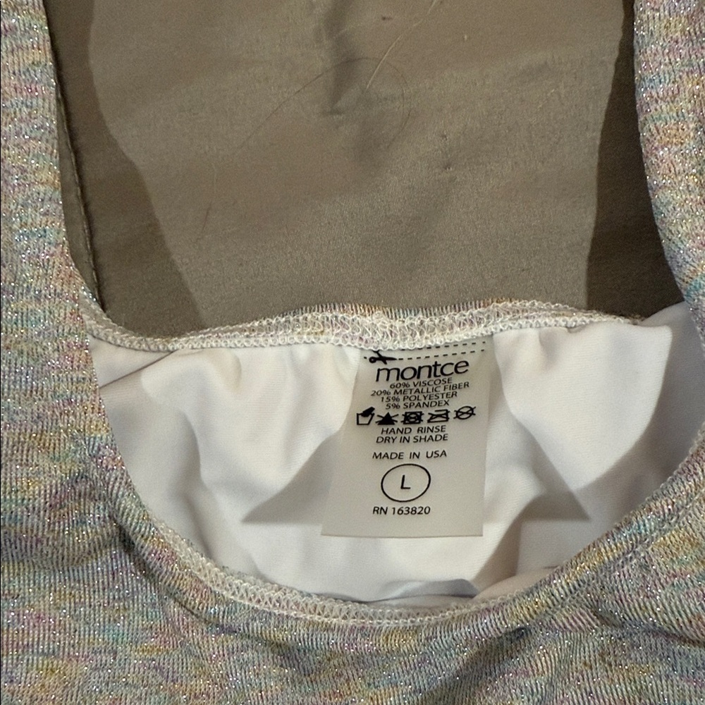 Montce Gray sparkle one piece suit size large - Picture 4 of 8